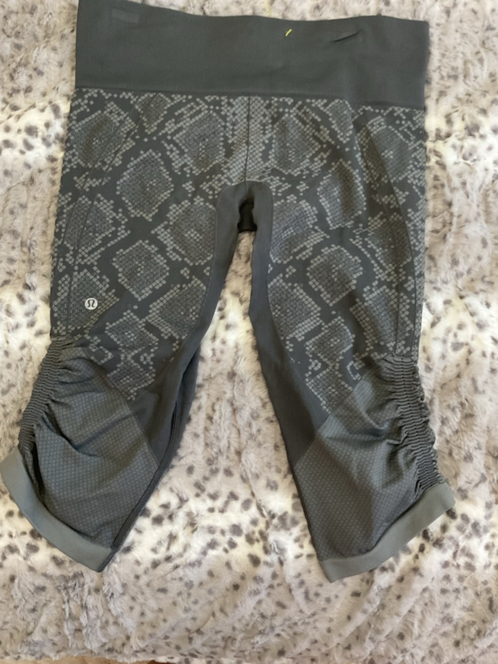 lululemon athletica Grey Snake-Print Cropped Leggings